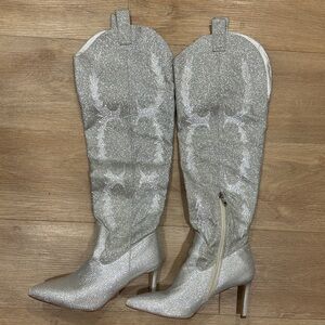 Silver Women's Knee-High Boots